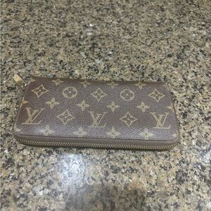Louis Vuitton Brown and Gold Monogram Zip Wallet